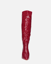 LOLY - stivale con tacco in coccodrillo rosso