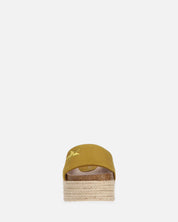 BRYANA - ciabatte con platform in paglia e banda khaki con stella dorata