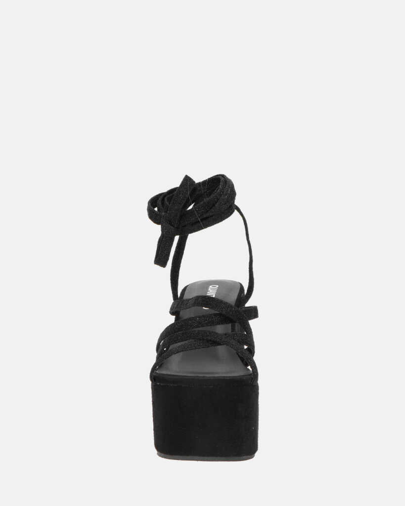 OLLIE - zeppa nera con lacci glitterati