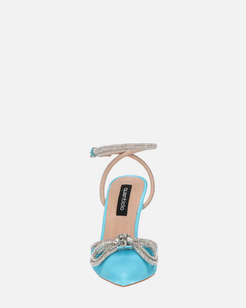 MARETA scarpe con tacco blu con brillantini e fiocco glitter QUANTICLO