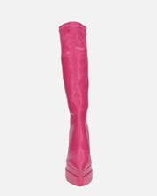 NIKITA - stivali alti in fuchsia PU con platform a punta