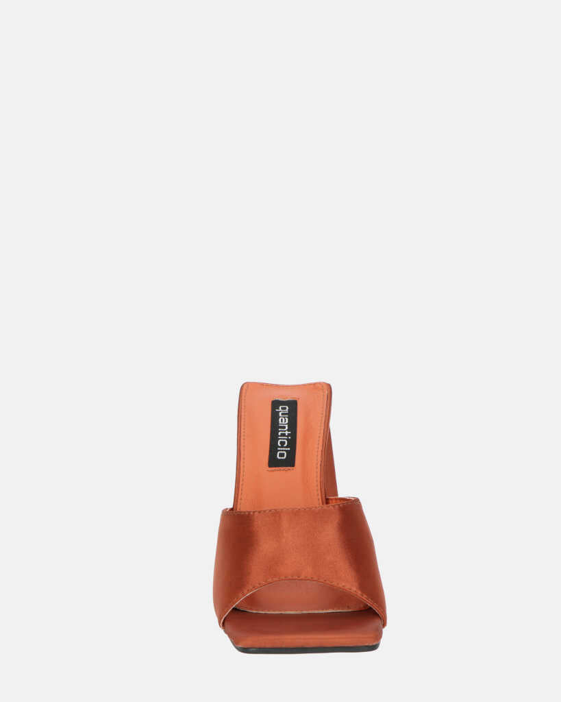 KAMELYA - sandali con tacco squadrato in lycra color rame