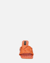 ENRICA - sandalo in pelle arancio intrecciata con tacco