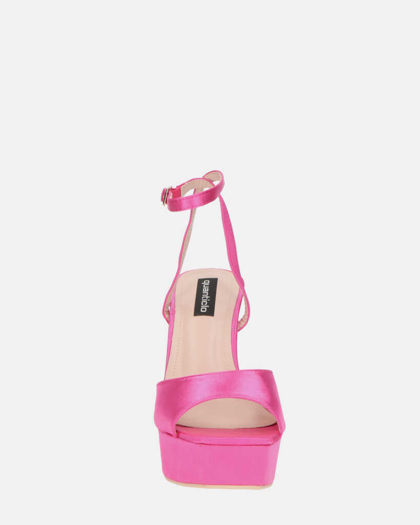 MARZIA - escarpins à talon carré en lycra fuchsia avec bride