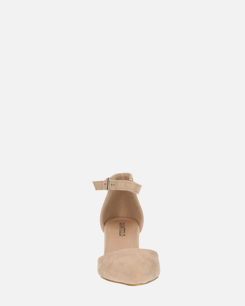 GINNY - sandalo in camoscio beige con tacco