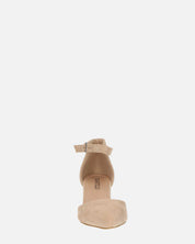 GINNY - sandalo in camoscio beige con tacco