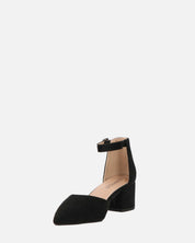 GINNY - sandalo in camoscio nero con tacco