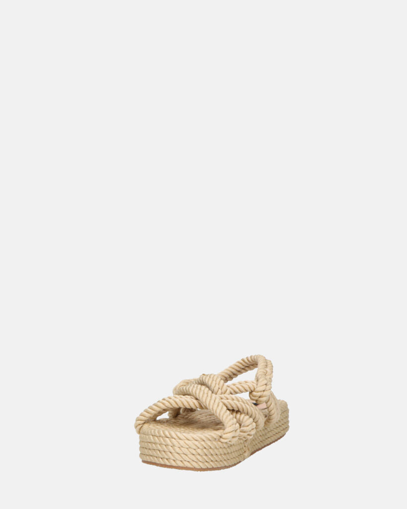MARIYA - sandales en corde tressée beige