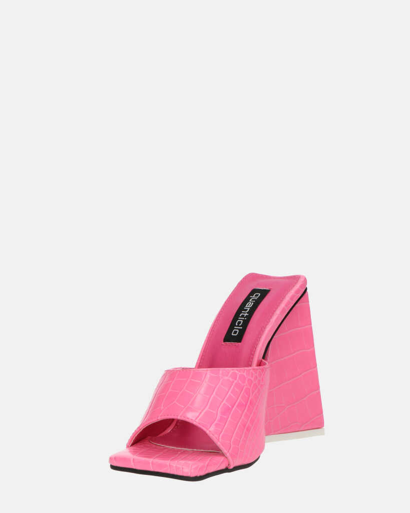 BUKET - sandali con tacco in rosa coccodrillo