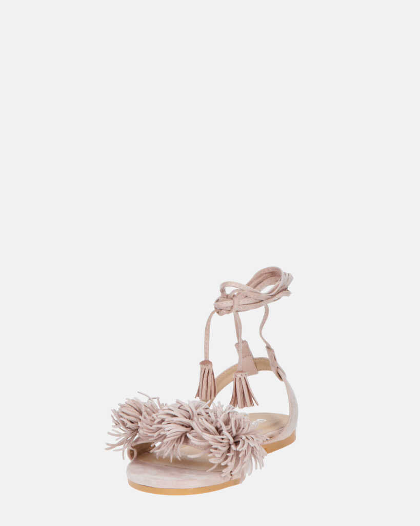 VALERY - sandali in camoscio beige con lacci