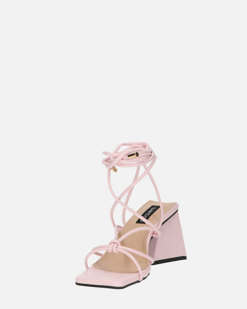 MELISA - sandali con lacci in ecopelle rosa