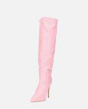 LOLY - stivale con tacco in pitonato rosa