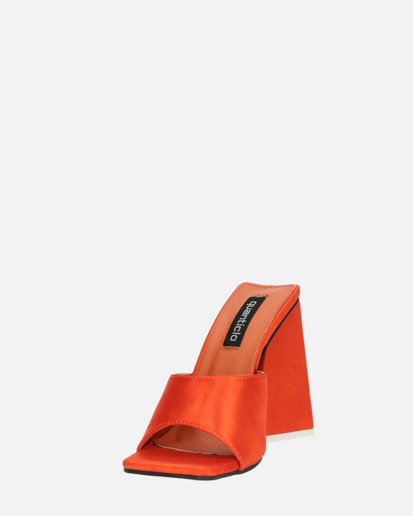 KAMELYA - escarpins talon carré lycra orange