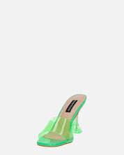 FIAMMA - sandalo con tacco in perspex verde con suola beige