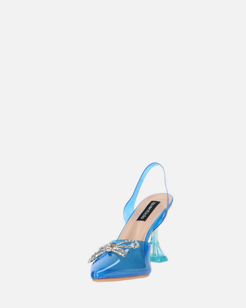 CONSUELO - tacchi in perspex blu con decorazioni in punta