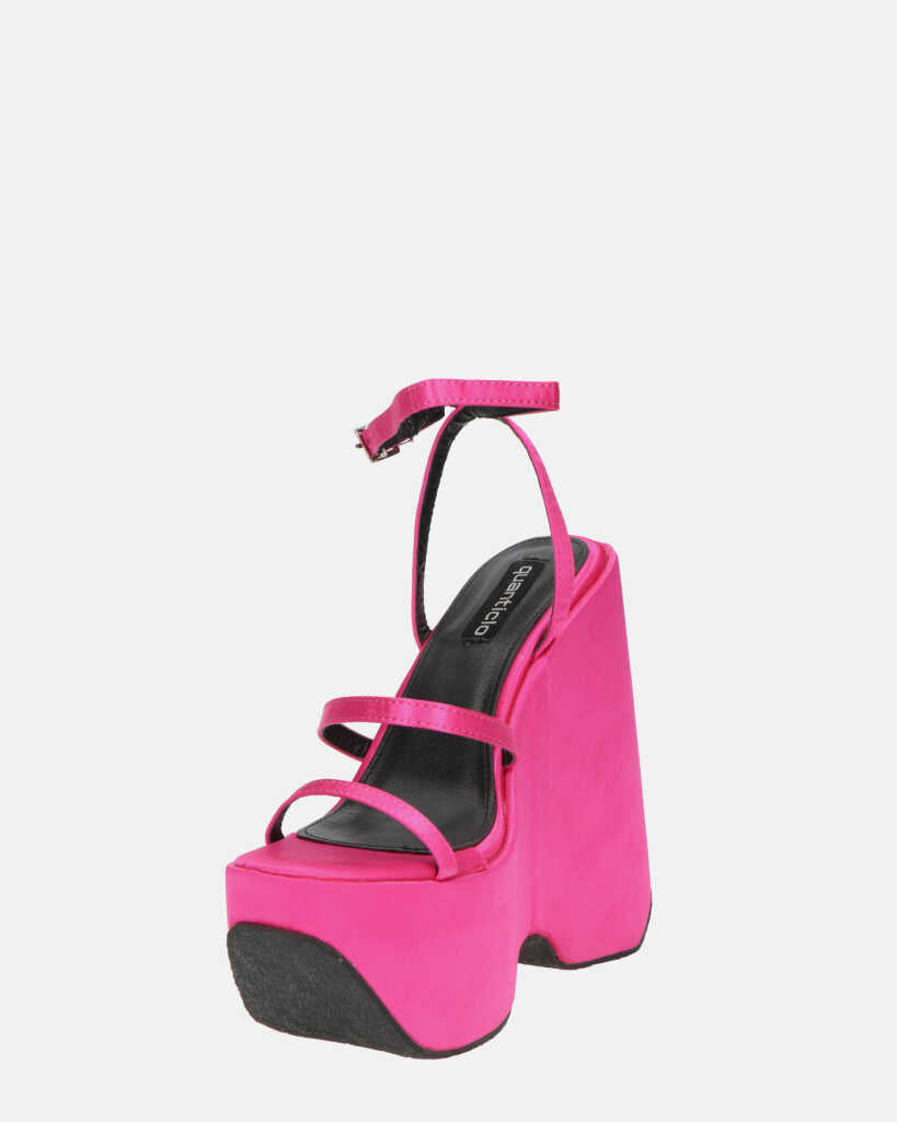 MARIMAR - sandali con zeppa in lycra fucsia