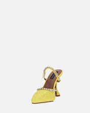 PERAL - scarpa con tacco in glitter giallo con gemme