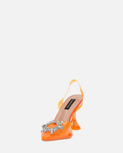 KENAN - scarpe in perspex arancio con decorazione di gemme in punta