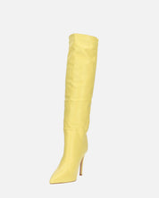 LOLY - stivale con tacco in pitonato giallo