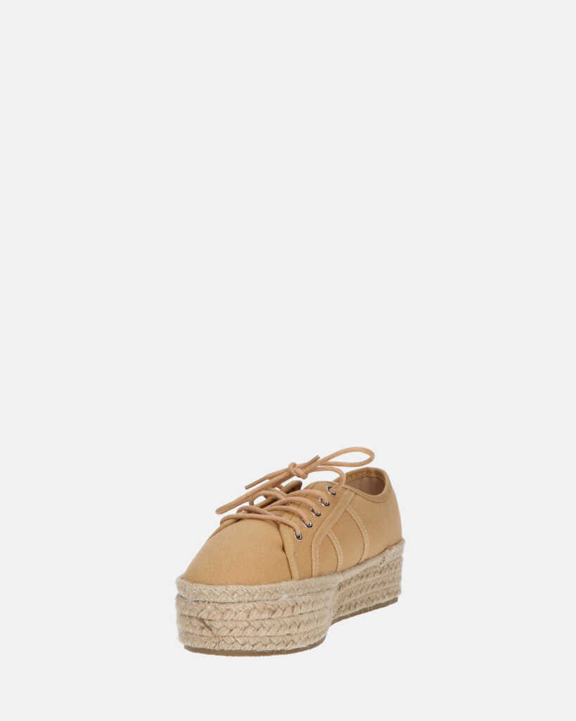 DESTINY - espadrilles à plateforme en dentelle beige