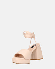 TOMI - sandali beige con lacci e tacco squadrato