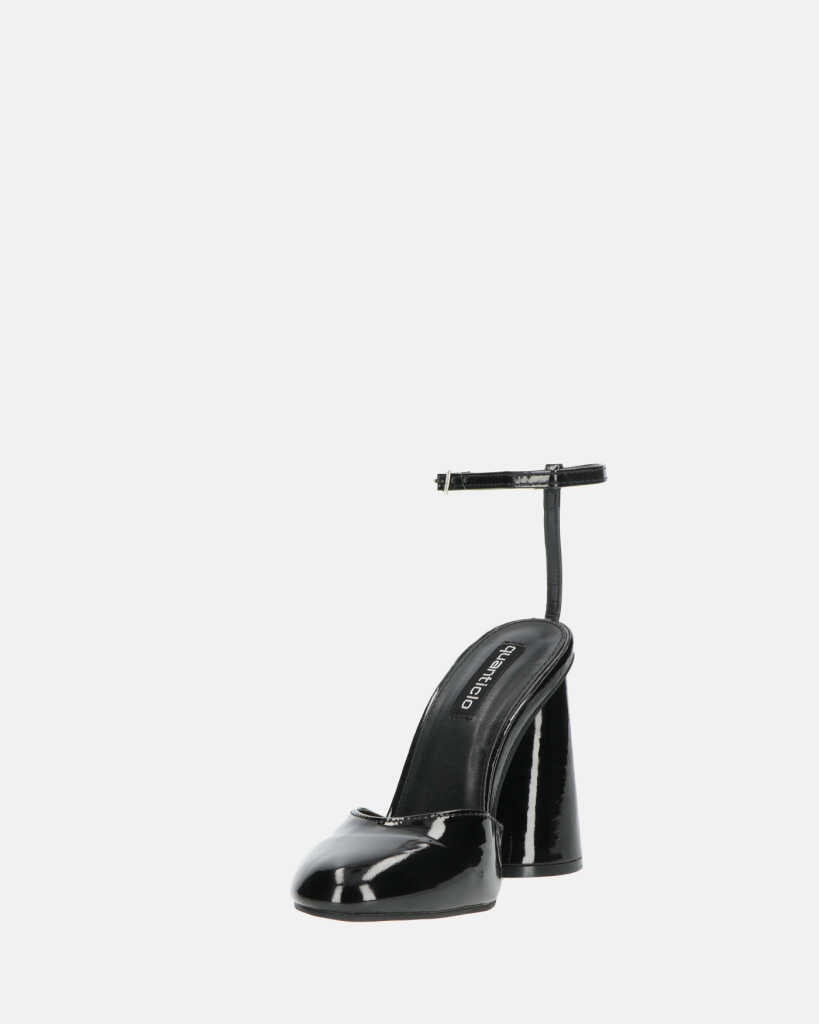 MAYBELLE - sandali in glassy nero con tacco cilindrico