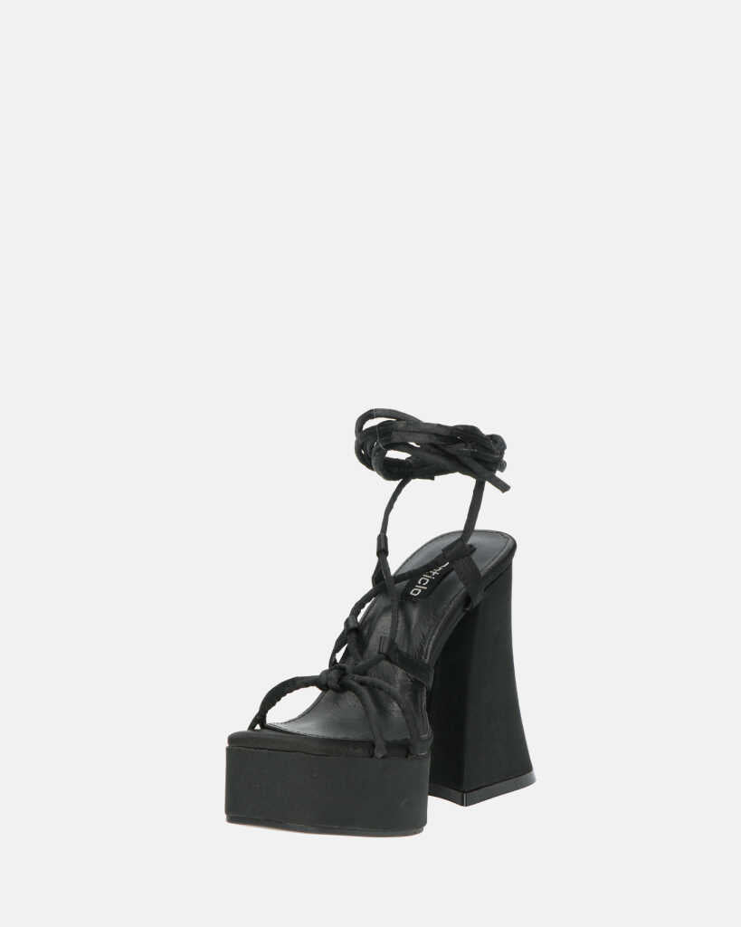 LORINA - sandali con tacco e platform in lycra nero