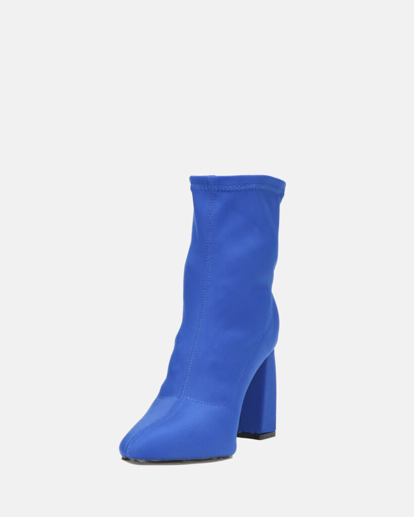 MARGOT - stivaletti in lycra blu con tacco