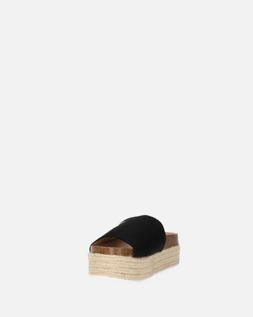 BRYANA - claquettes étoiles paille en noir