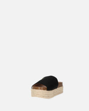 BRYANA - claquettes étoiles paille en noir