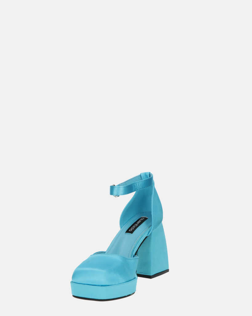 VIDA - scarpe con tacco squadrato in satin blu