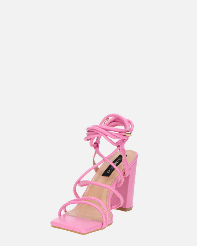MARISOL - sandali con tacco rosa con lacci