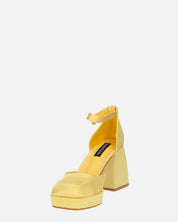 VIDA - scarpe con tacco squadrato in satin giallo