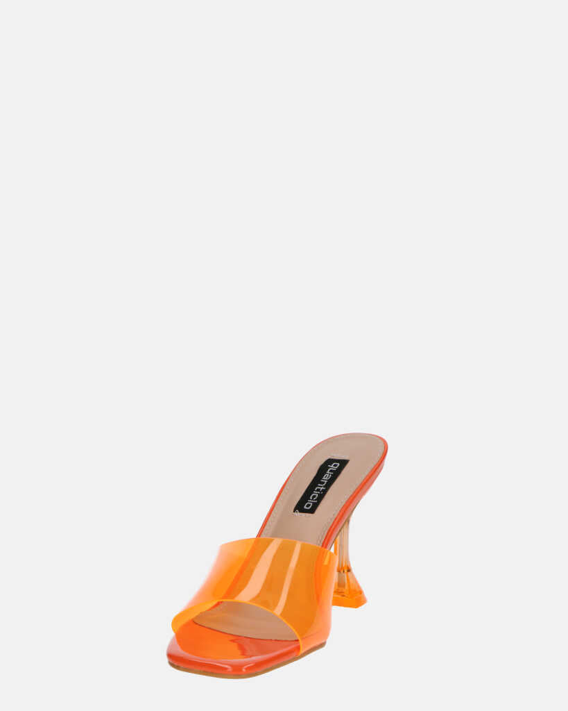 FIAMMA - sandalo con tacco in perspex arancio con suola in PU