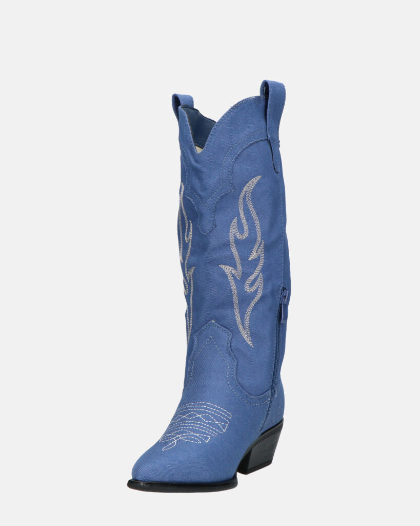 GUIA - stivali camperos in tessuto denim blu