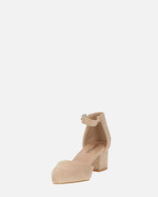 GINNY - sandalo in camoscio beige con tacco