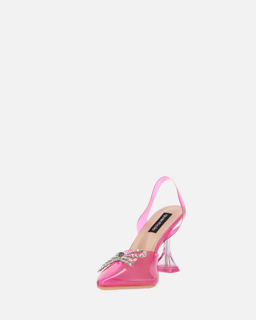 CONSUELO - tacchi in perspex fucsia con decorazioni in punta