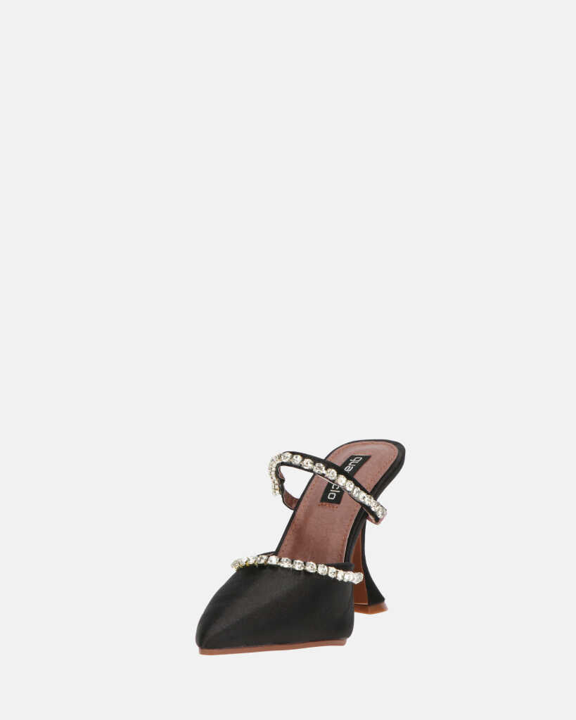 PERAL - scarpa con tacco in nero lycra con gemme