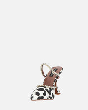 PERAL - scarpa con tacco in leopardato bianconero con gemme