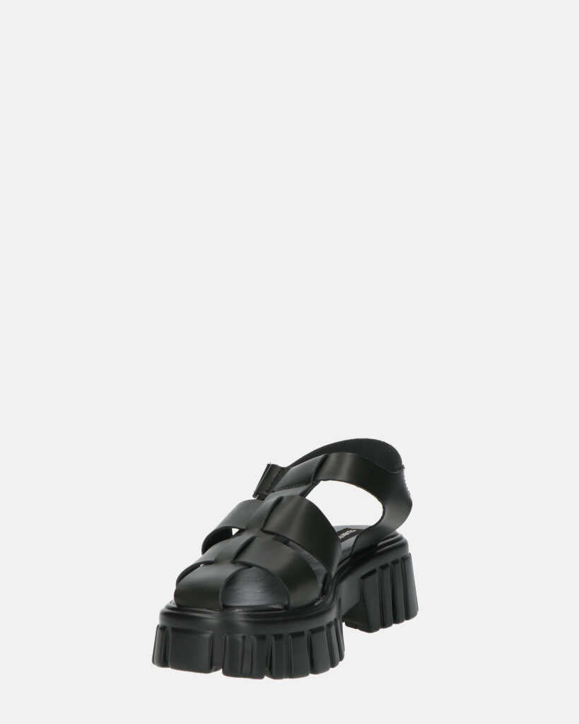 MACKENZIE - sandali platform con cinturini in ecopelle nera