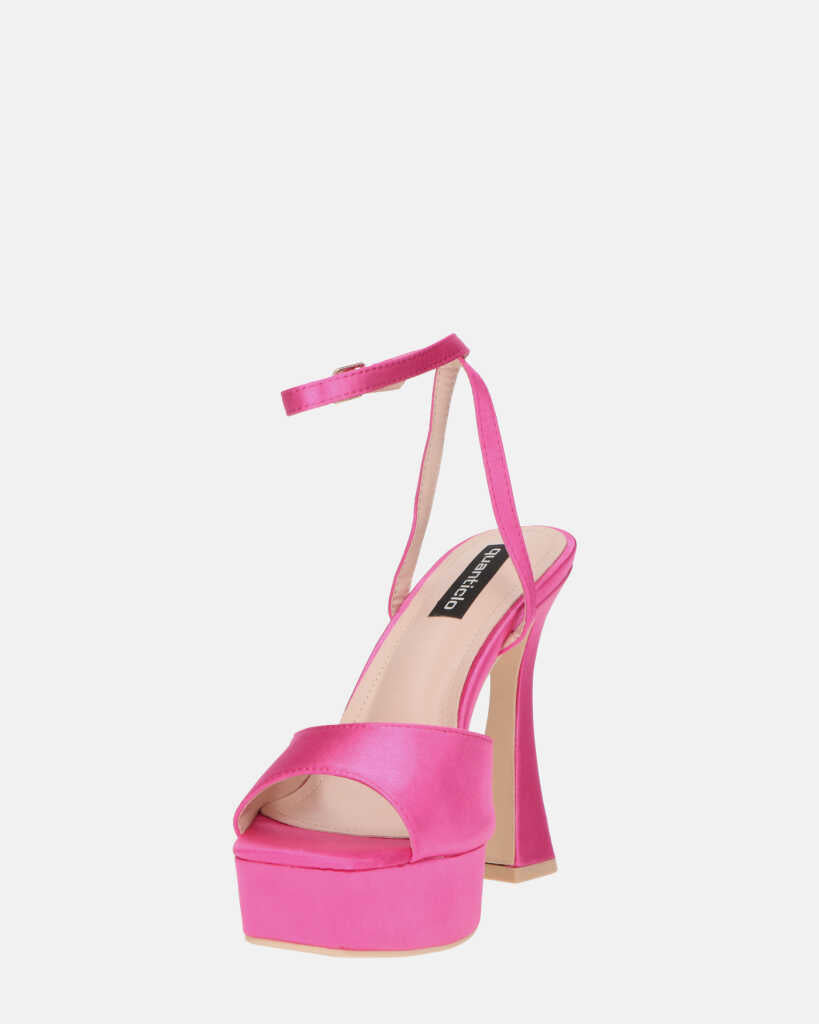 MARZIA - escarpins à talon carré en lycra fuchsia avec bride