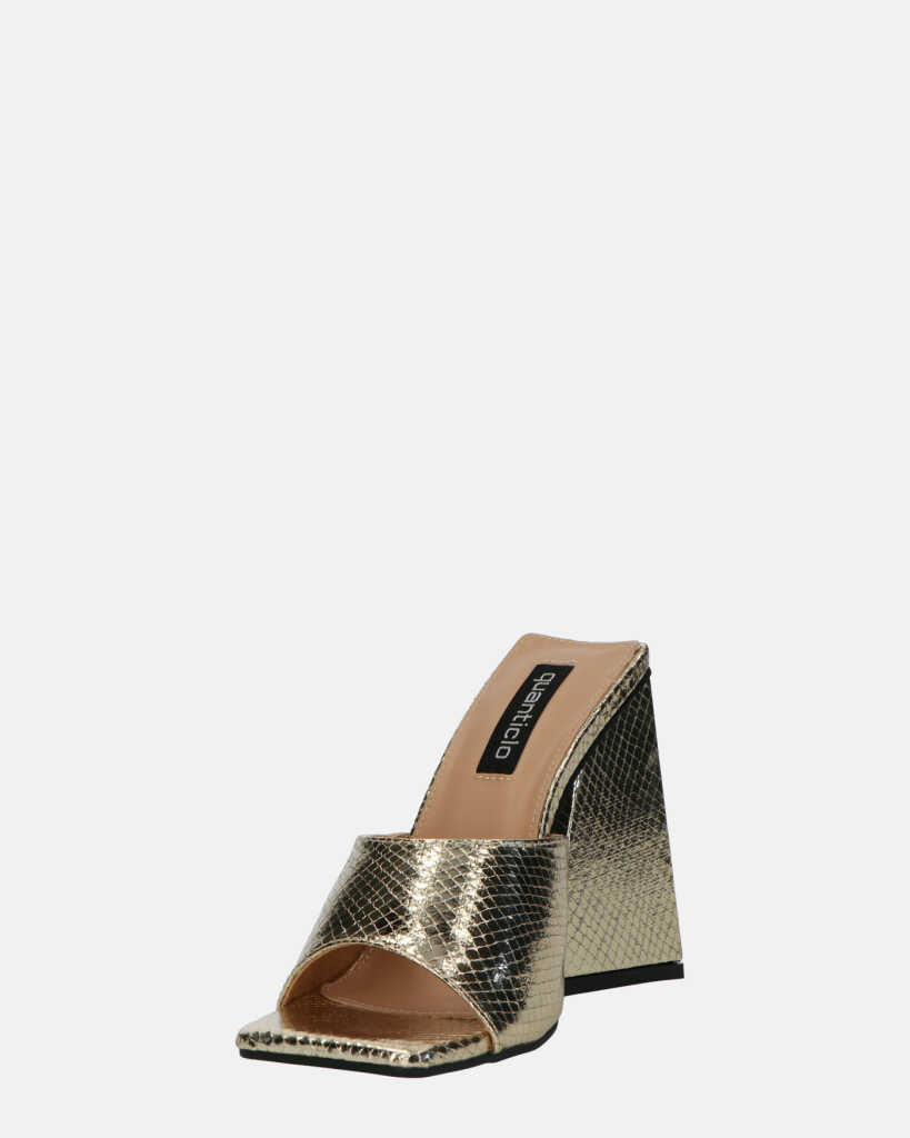 BUKET - sandali con tacco in oro pitonato