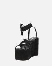 OLLIE - zeppa nera con lacci glitterati