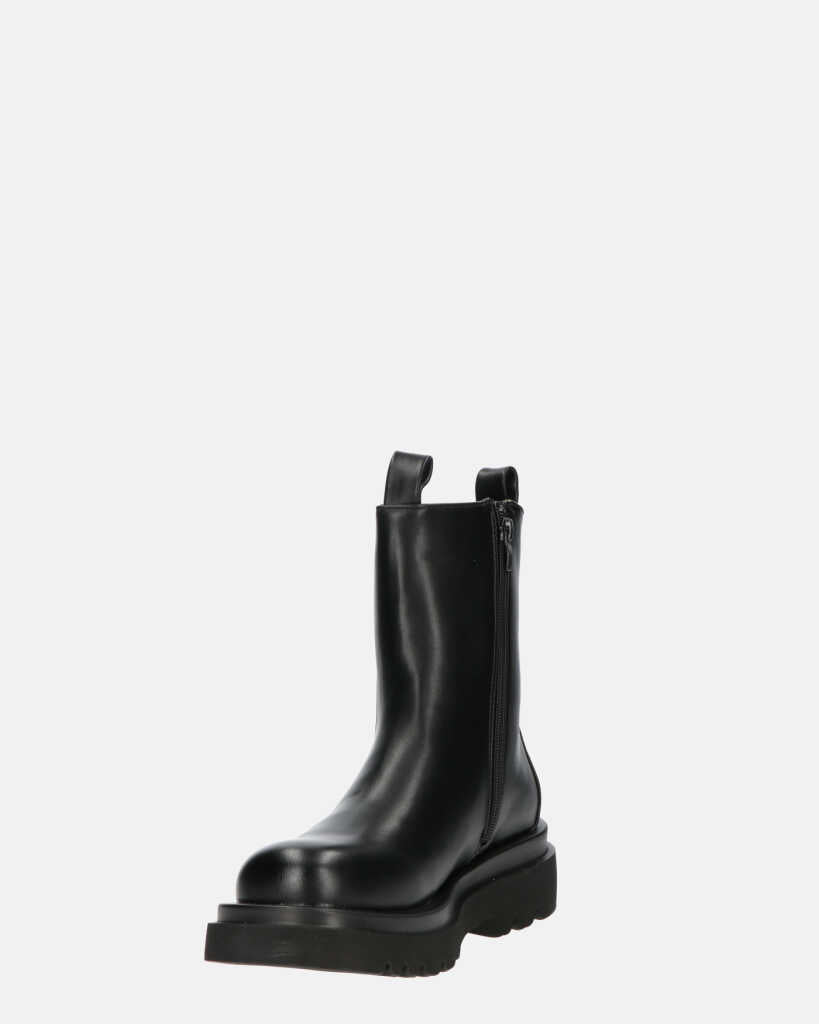 FEBE - chaussures noires avec élastique en simili cuir