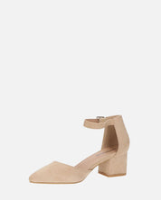 GINNY - sandalo in camoscio beige con tacco