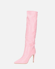 LOLY - stivale con tacco in pitonato rosa