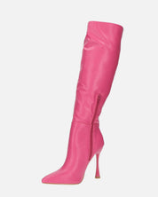 KAYLA - stivali alti con tacco in PU fucsia e cerniera laterale