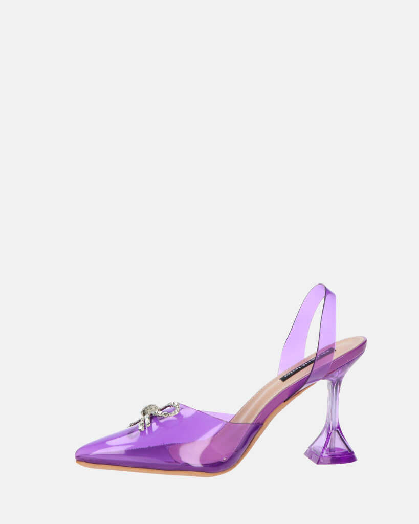 CONSUELO - tacchi in perspex viola con decorazioni in punta
