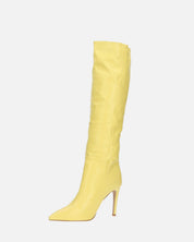 LOLY - stivale con tacco in pitonato giallo