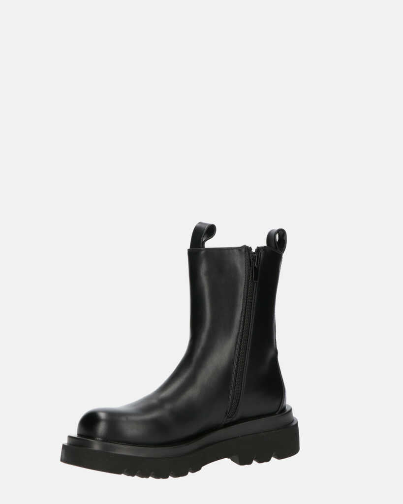 FEBE - chaussures noires avec élastique en simili cuir